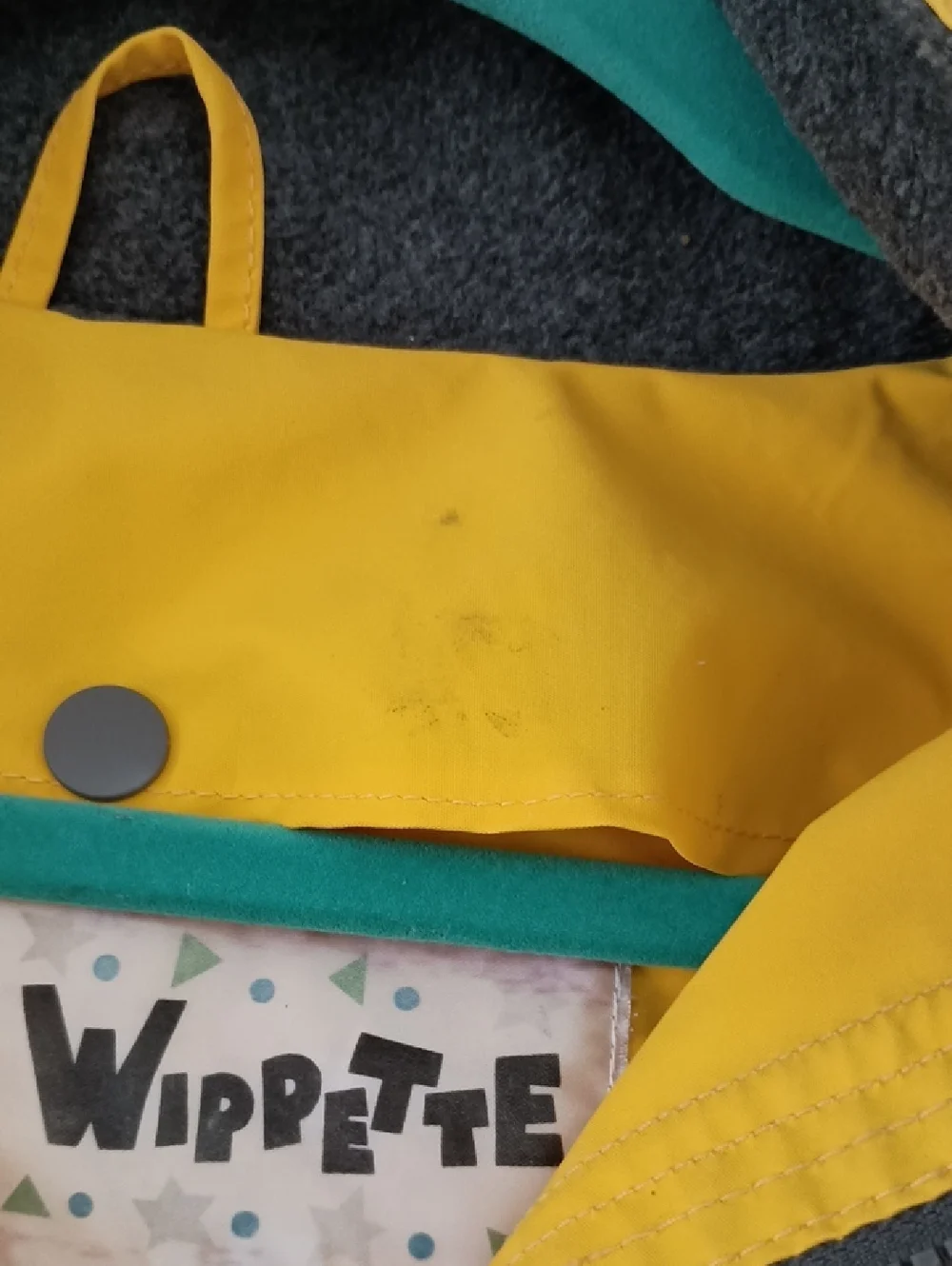 Wippette Bright Yellow Kids' Hooded Raincoat with Removable Grey Lining M 10-12